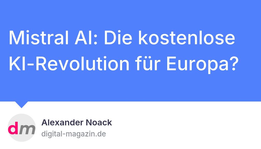 digitalmag_de's tweet photo. Kostenlose Nutzung: Die Funktionen wie Bildgenerierung und Websuche sind kostenlos verfügbar, was Mistral AI zu einem starken Konkurrenten zu kostenpflichtigen Angeboten wie OpenAI’s GPT-4 macht.

Mehr 👉 https://t.co/wkHGziz3YL

#MistralAi #Mistral #KünstlicheIntelligenz https://t.co/WQJcnZwEZ6
