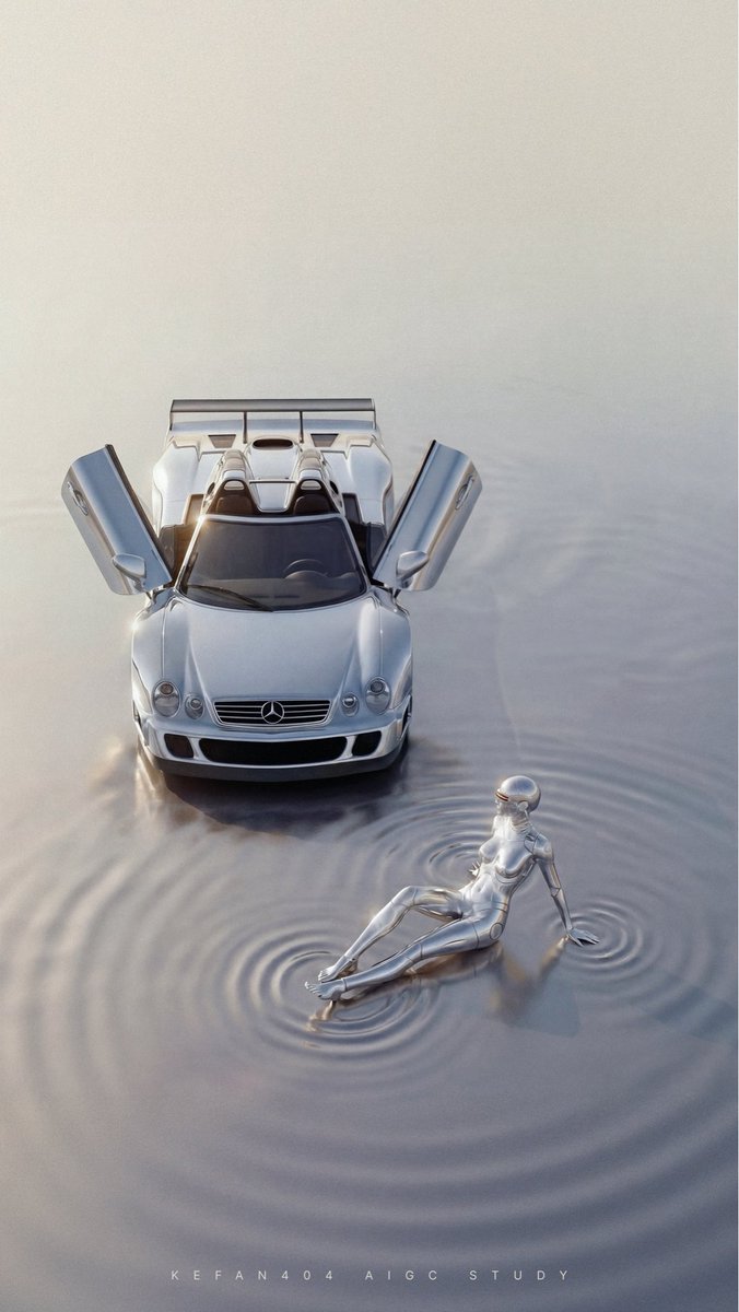 kefan404's tweet image. Liquid Metal (*remake)

Sorayama x @MercedesBenz CLK GTR Roadster (*imagined) 

#visualart #sorayama #mercedes #clkgtr #NanoBanana