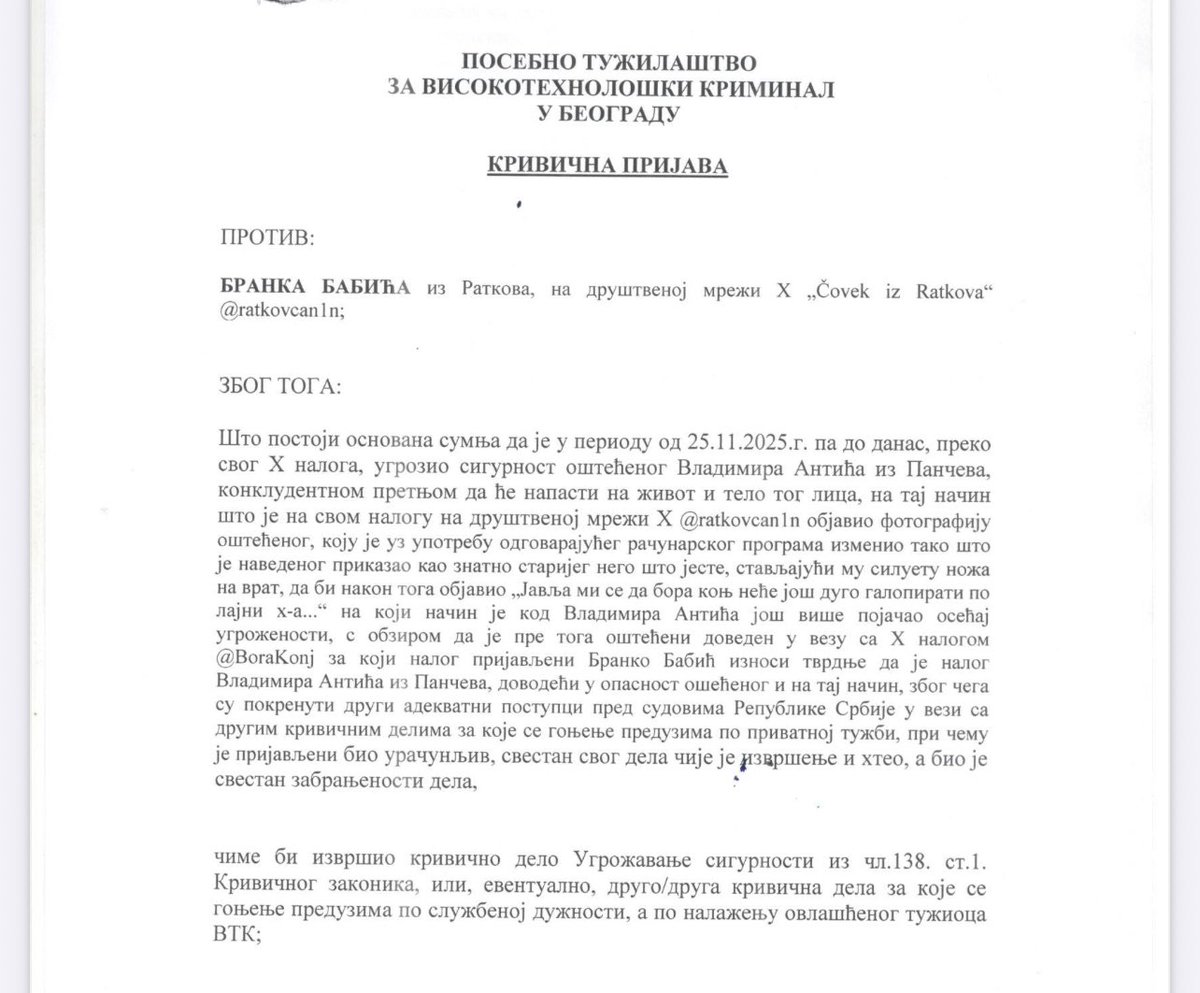 adv_terzic's tweet image. Da znaš @BoraKonj da me je angažovao Vladimir Antić iz Pančeva, pa smo pokrenuli neke postupke…👇