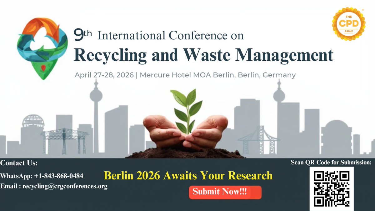 Are you working on innovative research in recycling, waste management, sustainability, or circular economy?
Here’s your opportunity to share your research work at #Recycling2026 Event.
Submit Now:crgconferences.com/recycling/abst…
#circulareconomy #wastereduction #recycledpaper