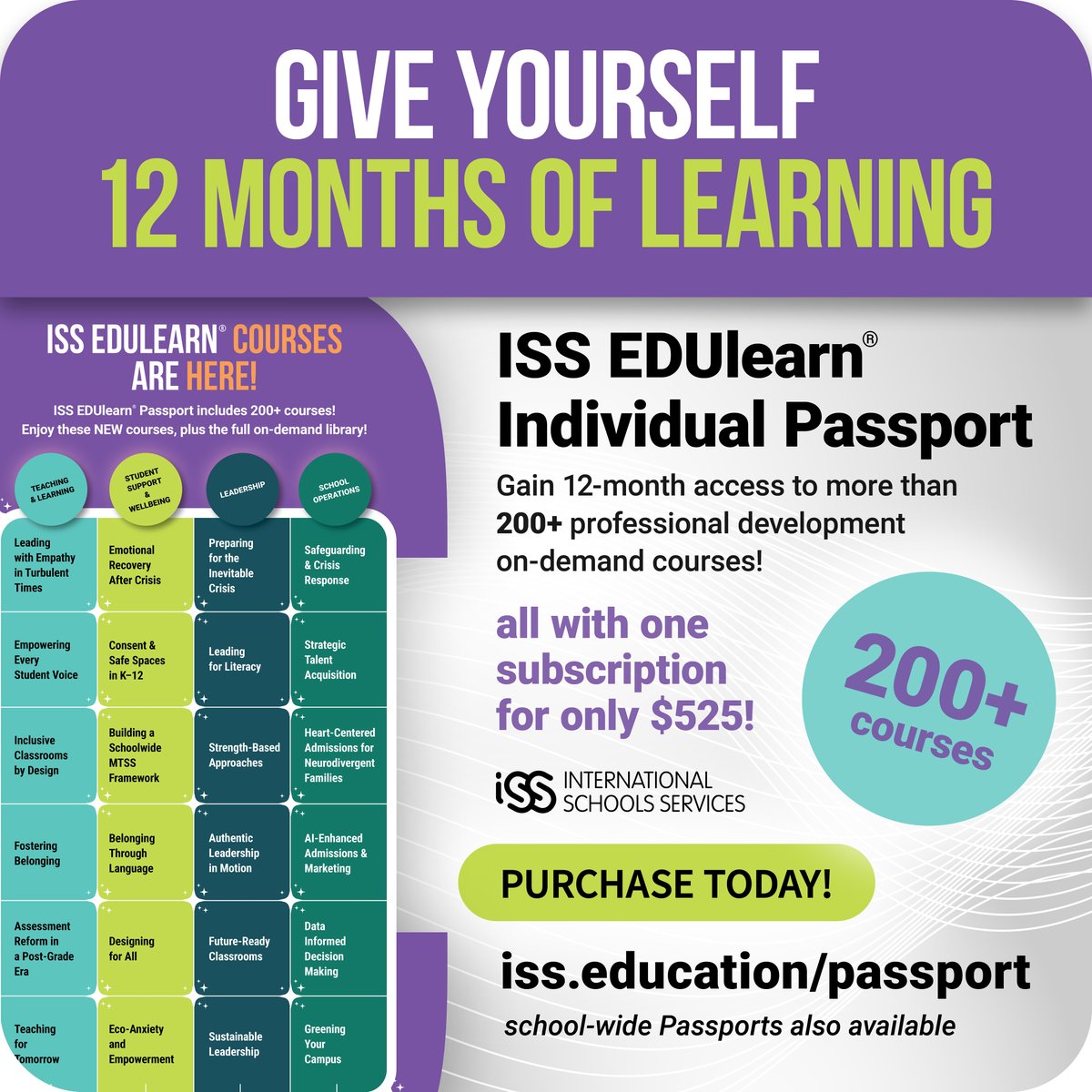 ISSCommunity's tweet image. The EDUlearn® Passport provides access to courses that help educators strengthen their skills and confidence. 

#ISSedu #ProfessionalLearning #TeachingAssistants