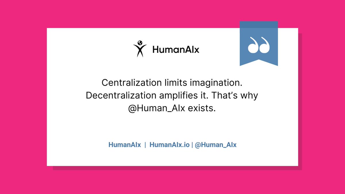 Human_AIx's tweet image. Centralization limits imagination. Decentralization amplifies it. That’s why @Human_AIx exists. #cryptotwitter #decentralizedAI #deAI #web3 #community #humanfirst