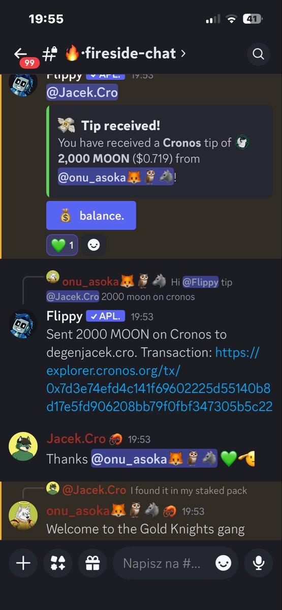 JacekCro's tweet image. It’s good to join Gold Knights club and receive 2k $MOON 

Wolfies community is so Wolfish 

Awooo