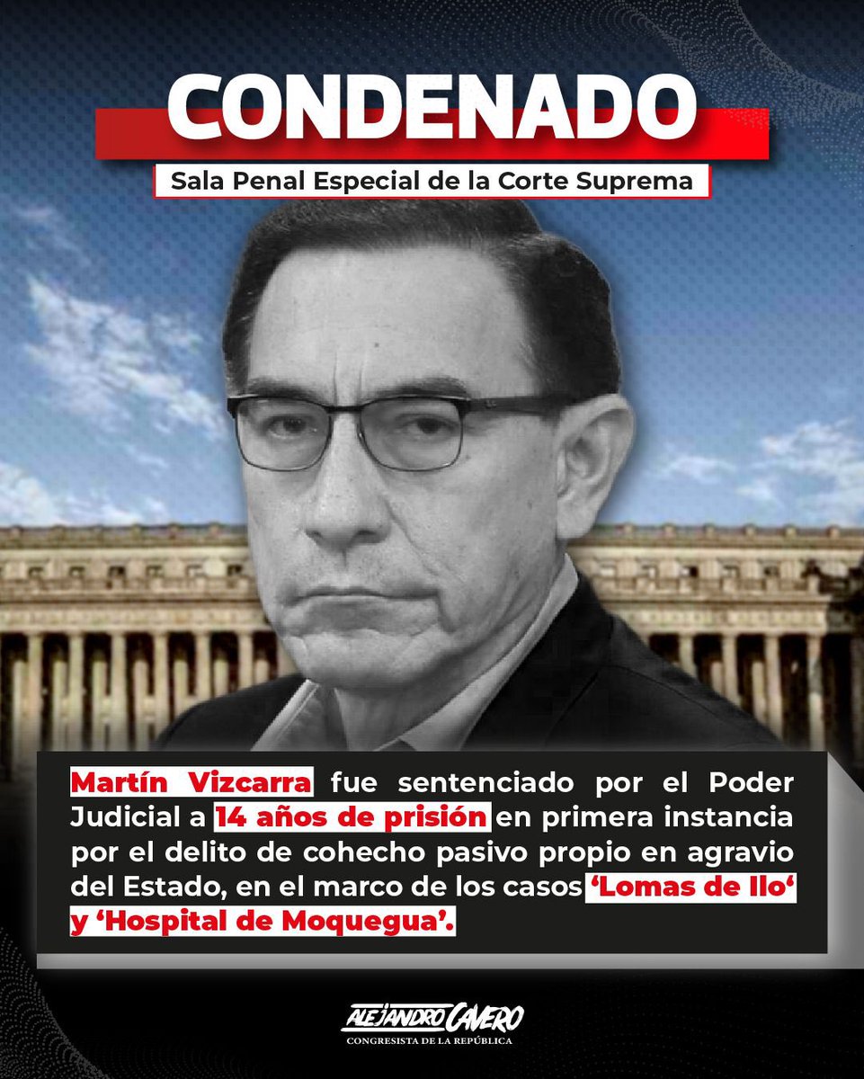 El Poder Judicial ha sentenciado a Martín Vizcarra a 14 años de prisión efectiva por corrupción. El relato no pudo tapar los hechos.

Que esto nos haga pensar, como país, a quién le queremos entregar el poder. No se trata de discursos bonitos, sino de integridad real.