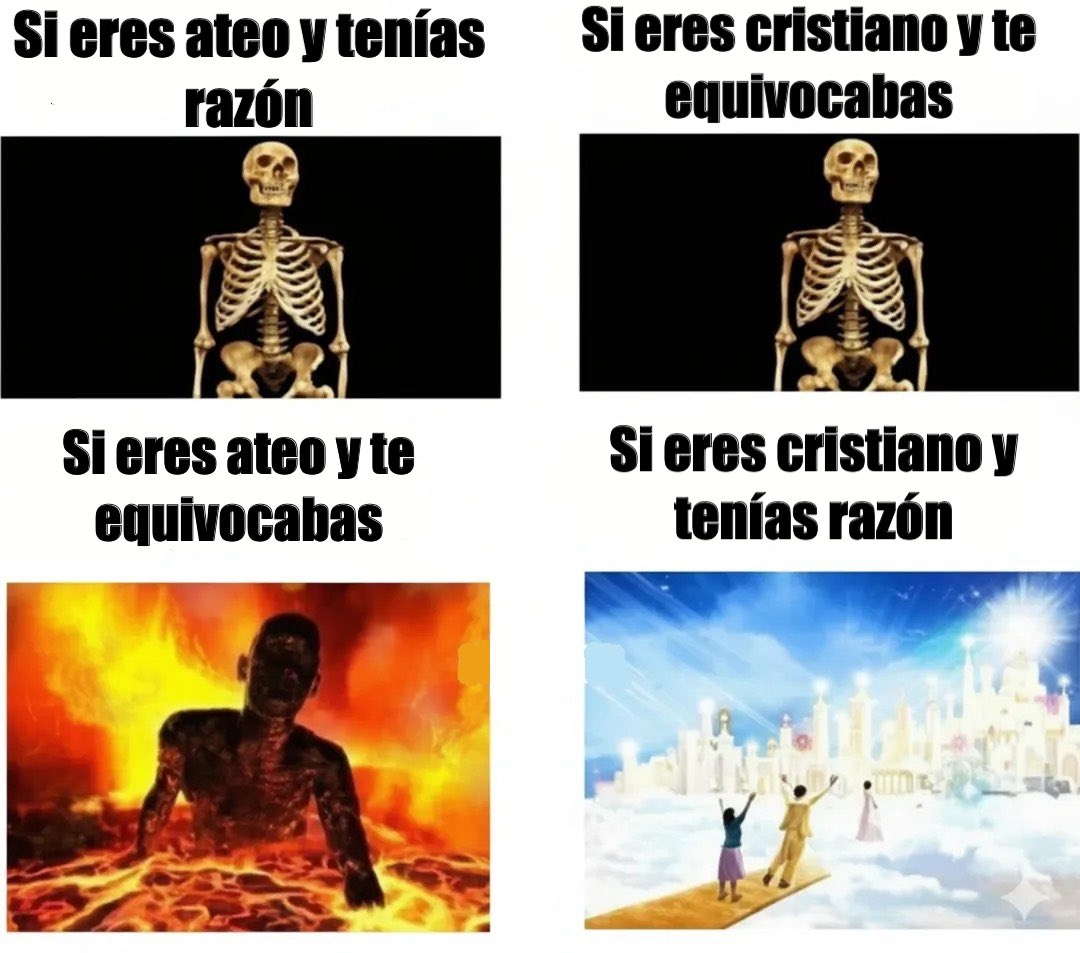 La apuesta de Pascal.

Teniendo en cuenta lo que te ocurrirá cuando mueras, ¿qué te conviene más, ser ateo o cristiano?
