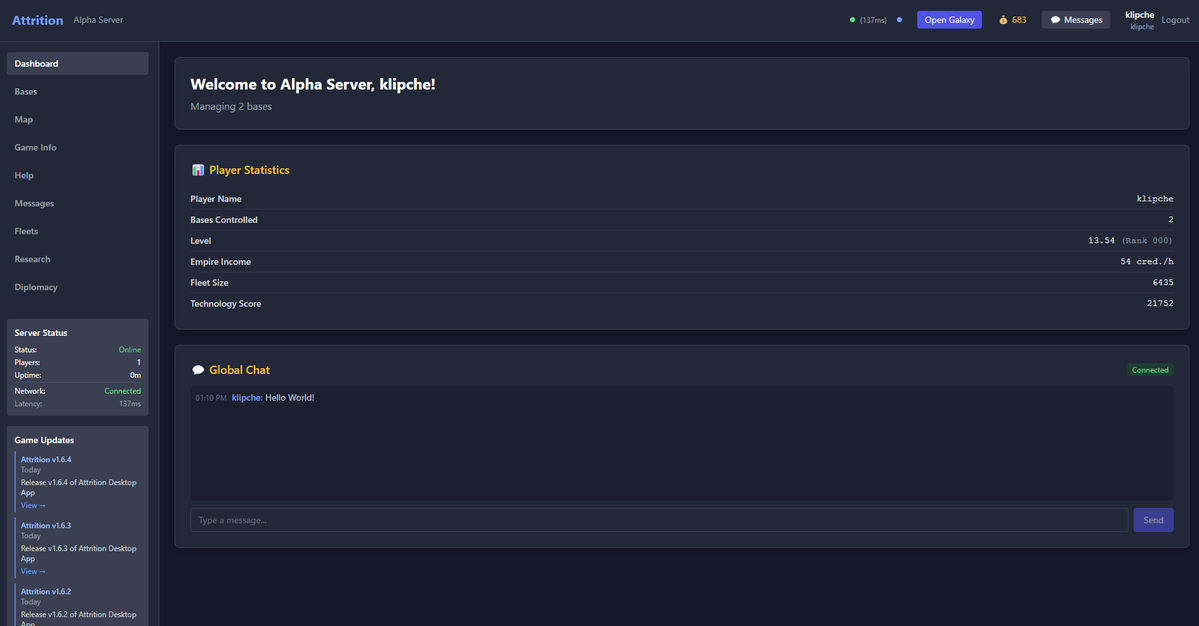 AttritionDev's tweet image. Global chat goes live today!  Lots of updates over last week.  Hoping to post about them tomorrow morning. You can also see we got updates in sidebar now.  #indiegame #indiedev #indiegamedevelopers
