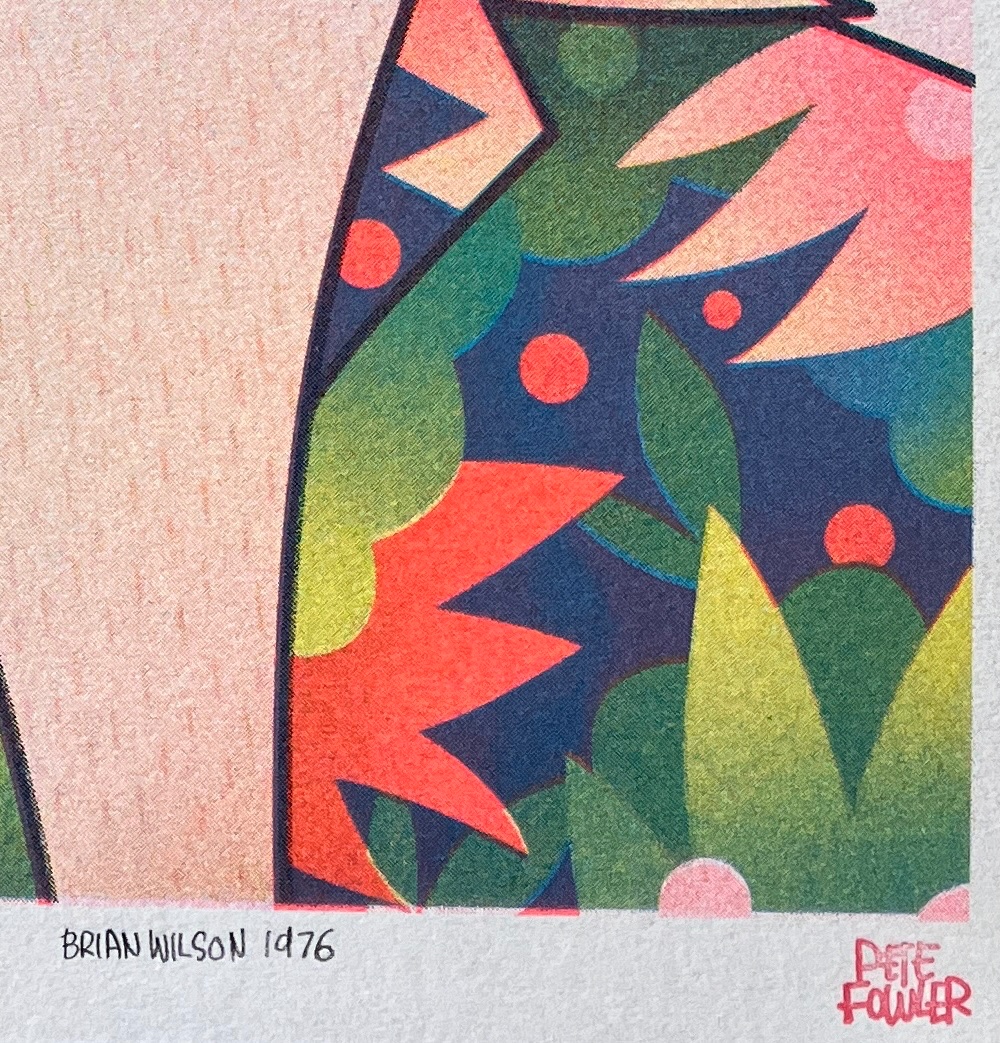 New A4 Brian Wilson 4 colour Riso print on my shop now.
A remake of the larger version made this year with a tiny production tweak &amp; sand on the floor, this really turned out a peach.

petefowlershop.com/buy/brian-wils…