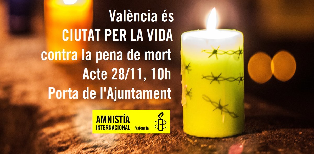 Os esperamos para defender un mundo sin pena de muerte
<a href="/amnistiaespana/">Amnistía Internacional España</a>  <a href="/AmnistiaCV/">Amnistía Internacional Comunidad Valenciana</a>