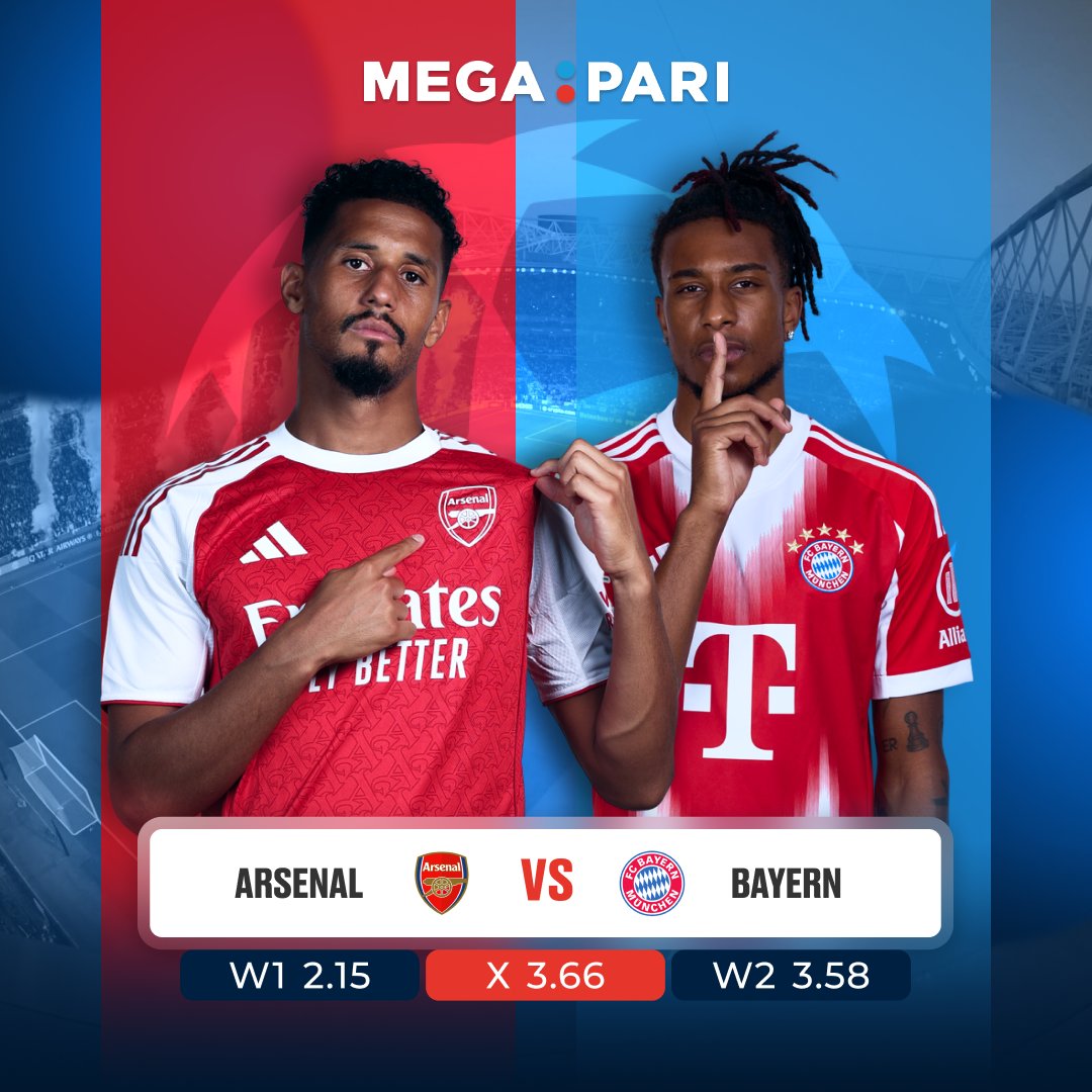 megapari_ngr's tweet image. 🔥CHAMPIONS LEAGUE BIG CLASH🔥

#UCL blockbuster tonight! Arsenal vs Bayern — both unbeaten in Europe and flying in their leagues. 

Who comes out on top? ⚔️

Bet now on MEGAPARI 👉 megapari.media/4pbaJY0 👑

#UCL #Arsenal #Bayern #Megapari #BetAndWin