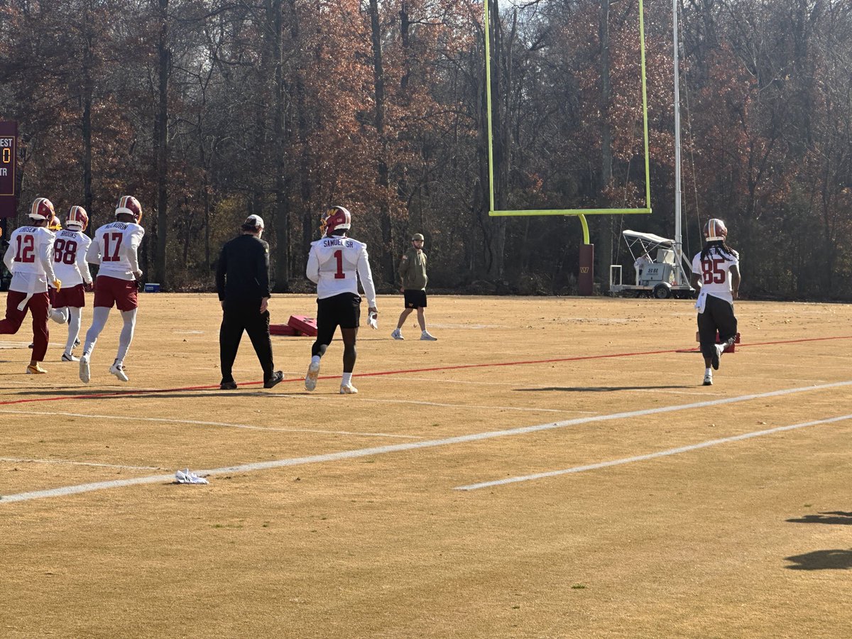 Terry McLaurin, Deebo Samuel and Noah Brown. First time all 3 WRs have been on the practice field together since Week 2