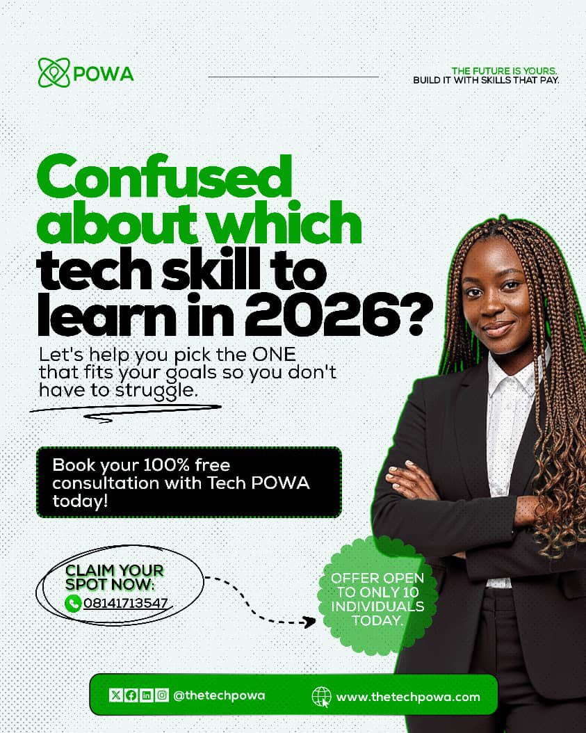 Halosznn_'s tweet image. Thinking of learning a tech or digital skill but not sure which one fits you?
Tech POWA is offering a free consultation to help you choose the right skill for your goals.
Only 15 spots this week, don’t waste months on the wrong path.
Send a DM to Tech POWA to get guidance on the…