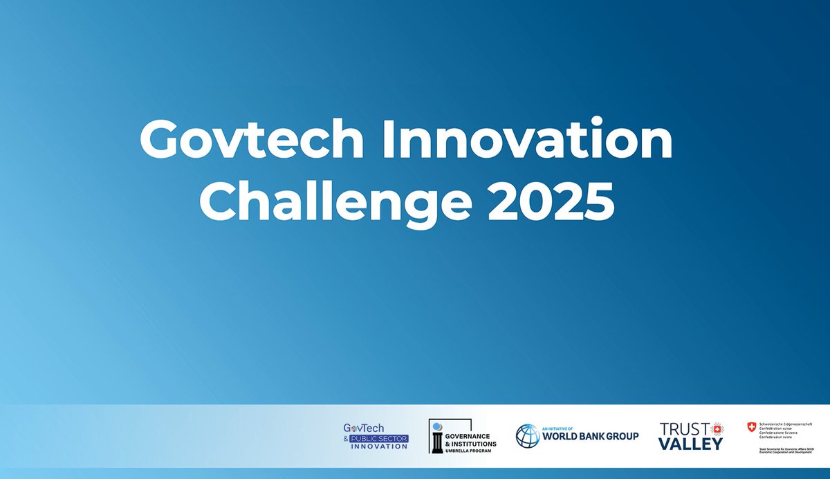 Join the World Bank, SECO, &amp; Trust Valley to celebrate the GovTech Innovation Challenge— the selected proposals for innovative digital solutions developed for the Ghana Revenue Authority will be awarded live on 𝗗𝗲𝗰𝗲𝗺𝗯𝗲𝗿 𝟮 𝗮𝘁 𝟮:𝟬𝟬 𝗣𝗠 𝗖𝗘𝗧: wrld.bg/AHTm50XybBM