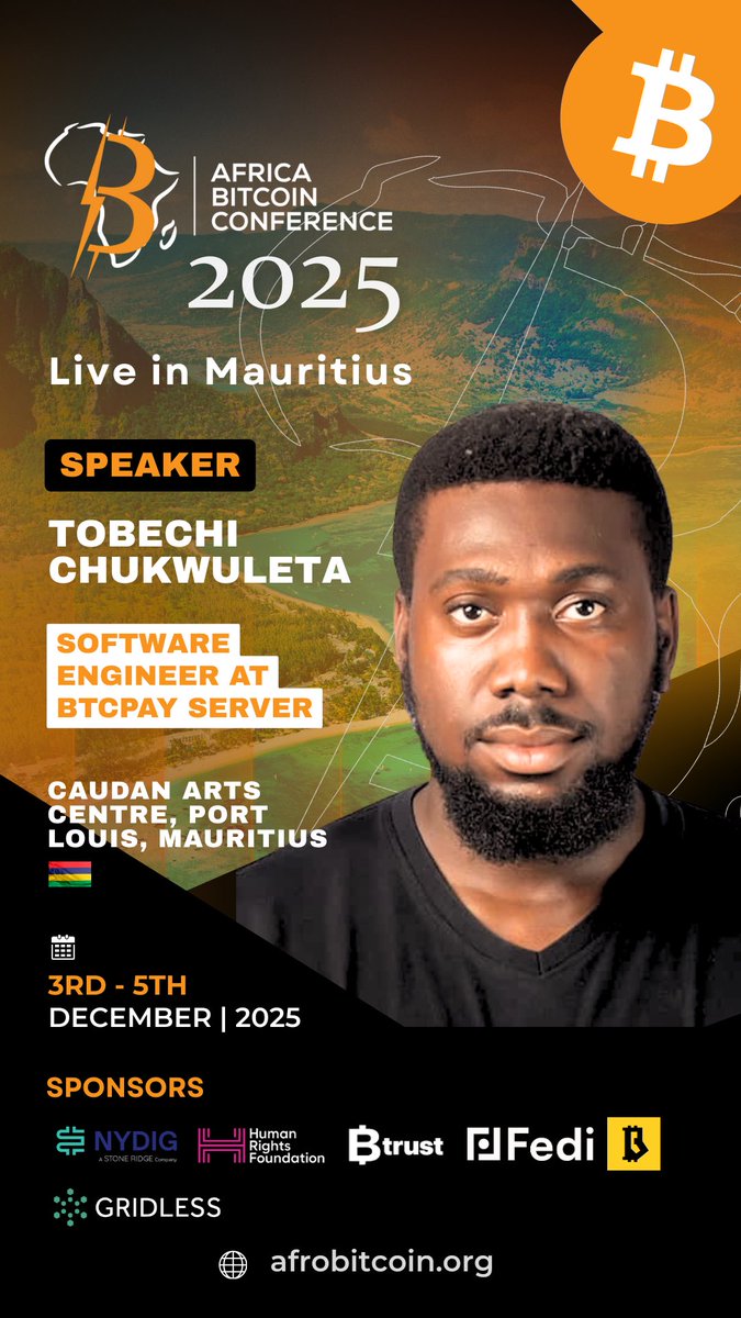 AfroBitcoinOrg's tweet image. We are pleased to announce that Tobechi Chukwuleta will be one of the speakers at the Africa Bitcoin Conference in Port Louis, Mauritius!

@TChileta is a software engineer contributing to BTCPay Server, an open-source Bitcoin payment processor. He focuses on building payment…