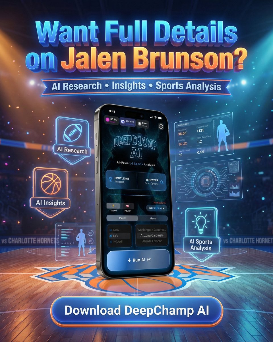 deepchampai's tweet image. 🏀 Jalen Brunson NBA Spotlight
Jalen Brunson is putting on a show for NBA against Charlotte Hornets.
With Memphis battling a severe injury crisis, Jaylen Wells steps into a massive offensive void, poised to elevate his scoring beyond…
Full
#NBA #DeepChampAI #JalenBrunson #NYK…