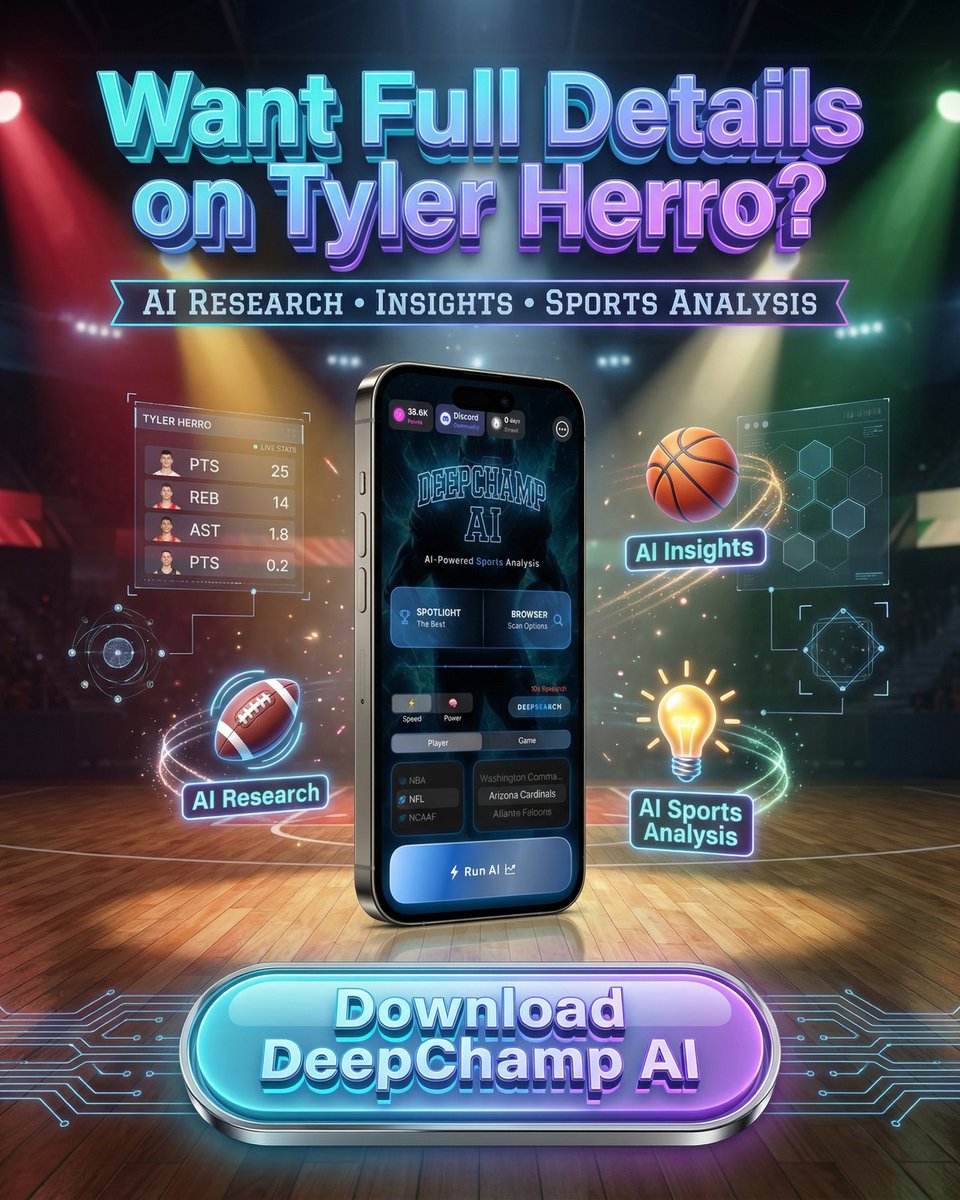 deepchampai's tweet image. 🏀 Tyler Herro NBA Spotlight
Tyler Herro is putting on a show for NBA against Milwaukee Bucks.
With Memphis battling a severe injury crisis, Jaylen Wells steps into a massive offensive void, poised to elevate his scoring beyond…
Full slid…
#NBA #DeepChampAI #TylerHerro #MIA…