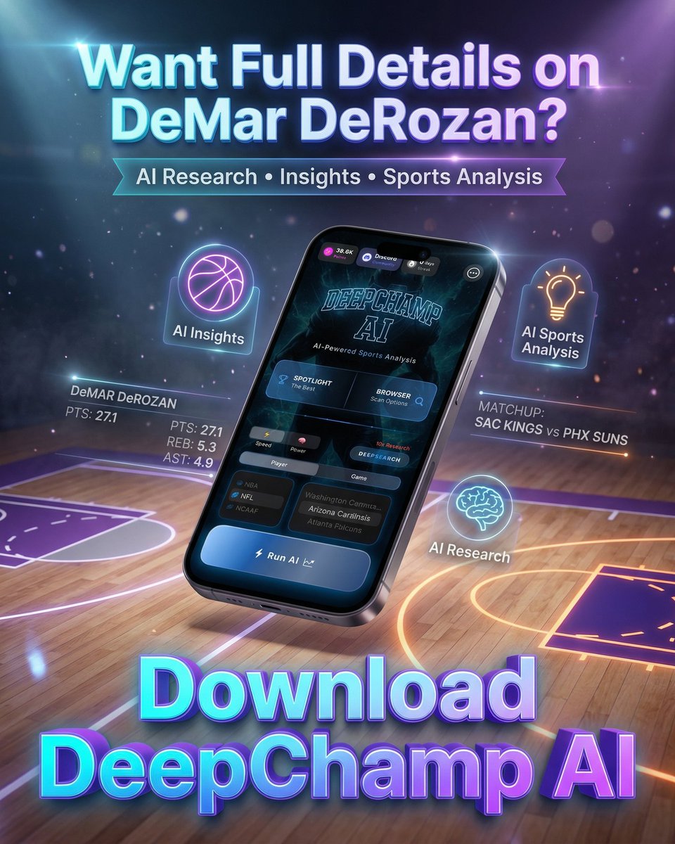 deepchampai's tweet image. 🏀 DeMar DeRozan NBA Spotlight
DeMar DeRozan is putting on a show for NBA against Phoenix Suns.
With Memphis battling a severe injury crisis, Jaylen Wells steps into a massive offensive void, poised to elevate his scoring beyond…
Full s…
#NBA #DeepChampAI #DeMarDeRozan #SAC…
