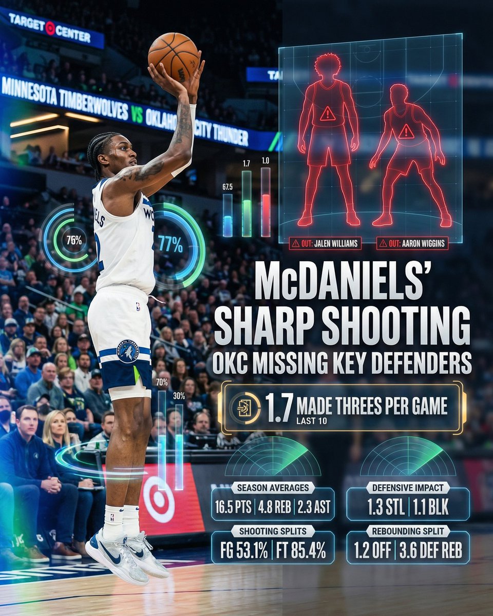deepchampai's tweet image. 🏀 Jaden McDaniels NBA Spotlight
Jaden McDaniels is putting on a show for NBA against Oklahoma City Thunder.
With Memphis battling a severe injury crisis, Jaylen Wells steps into a massive offensive void, poised to elevate his scoring…
#NBA #DeepChampAI #JadenMcDaniels #MIN #OKC