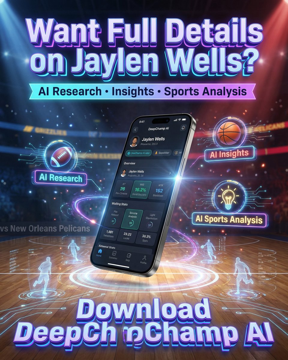 deepchampai's tweet image. 🏀 Jaylen Wells NBA Spotlight
Jaylen Wells is putting on a show for NBA against New Orleans Pelicans.
With Memphis battling a severe injury crisis, Jaylen Wells steps into a massive offensive void, poised to elevate his scoring beyond…
Full
#NBA #DeepChampAI #JaylenWells #MEM…