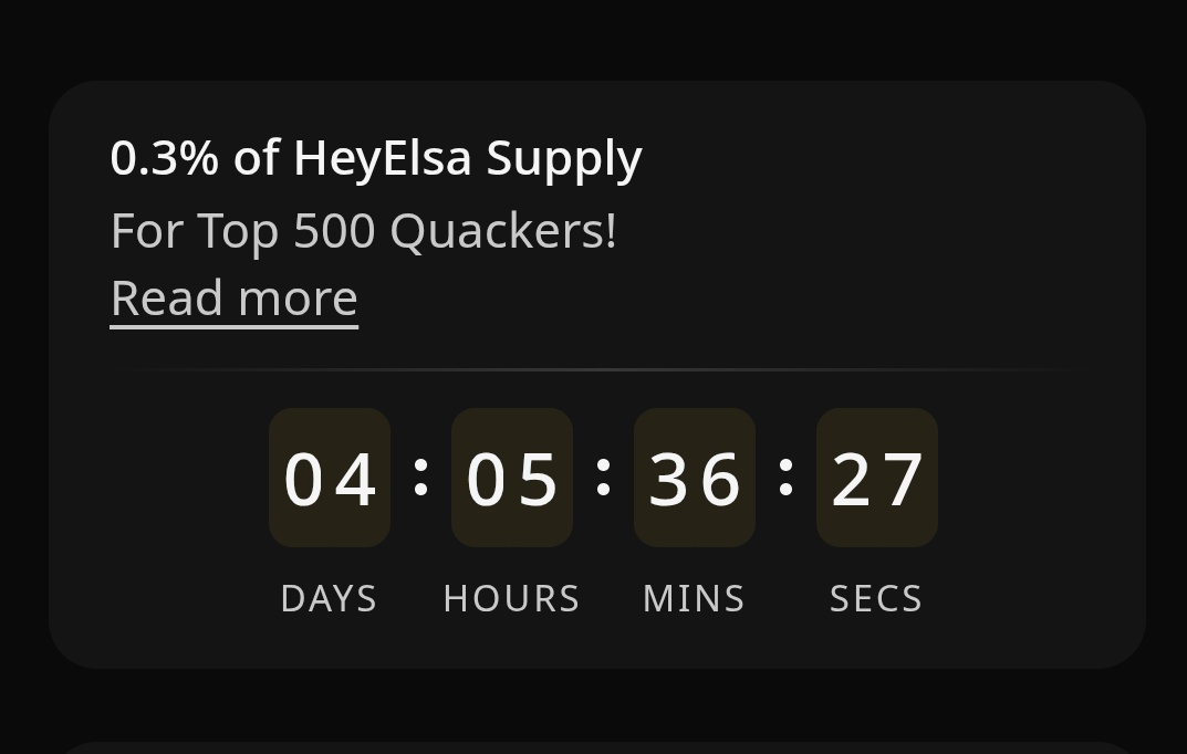 justprotocol's tweet image. 4 days to the end of @HeyElsaAI wallchain Epoch l campaign 

This should be a good win for the true quackers who have taken elsa seriously from day 1.

But notwithstanding, i think Elsa has truly brought about real defi adoption, by making usage pretty easy for new defi users.…