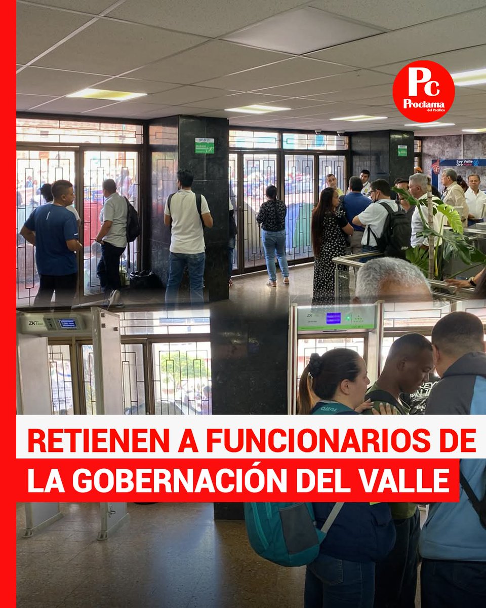 Proclama's tweet image. 🔴 ¡#ATENCION! #ÚltimaHora: En este momento, comunidades indígenas mantienen retenidos a varios funcionarios de la Gobernación del Valle del Cauca en Cali, mientras protestan en las afueras del edificio.

Según informaciones de último minuto, los funcionarios, que se dirigían a…
