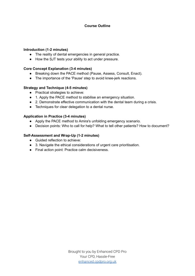 EnhancedCPDPro's tweet image. Enhanced CPD SkillBytes: High-Stakes Decisions: The PACE Method Under Pressure | Claim your certificate by passing the test at skillbytes.cpdpro.org.uk/LxODgkWhQy6rLC…