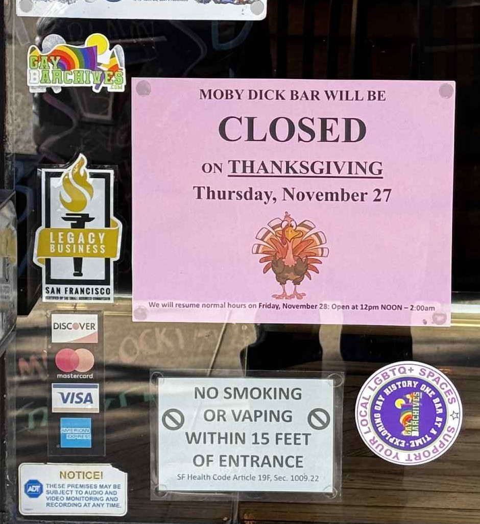 FIND US IN THE CASTRO!
Moby Dick Bar has long been a friend and supporter of GayBarchives.
Thank you Joe and Scot for displaying our poster and decals in your windows!
📷 #ilovegaybars #GayBarchives #lgbthistory
