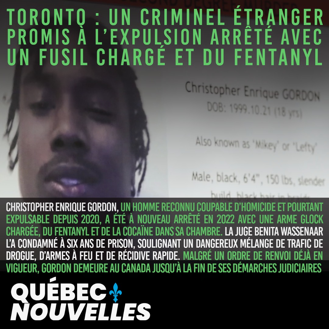 Toronto : un criminel étranger promis à l'expulsion arrêté avec un fusil chargé et du fentanyl (Lien vers l'article dans les réponses ⬇️)