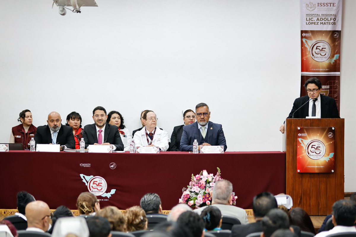 Acompañé al Director General, <a href="/martibatres/">Martí Batres</a>, a la Ceremonia Conmemorativa por el 55 Aniversario del Hospital Regional «Lic. Adolfo López Mateos», una de las unidades más emblemáticas del <a href="/ISSSTE_mx/">ISSSTE</a>.