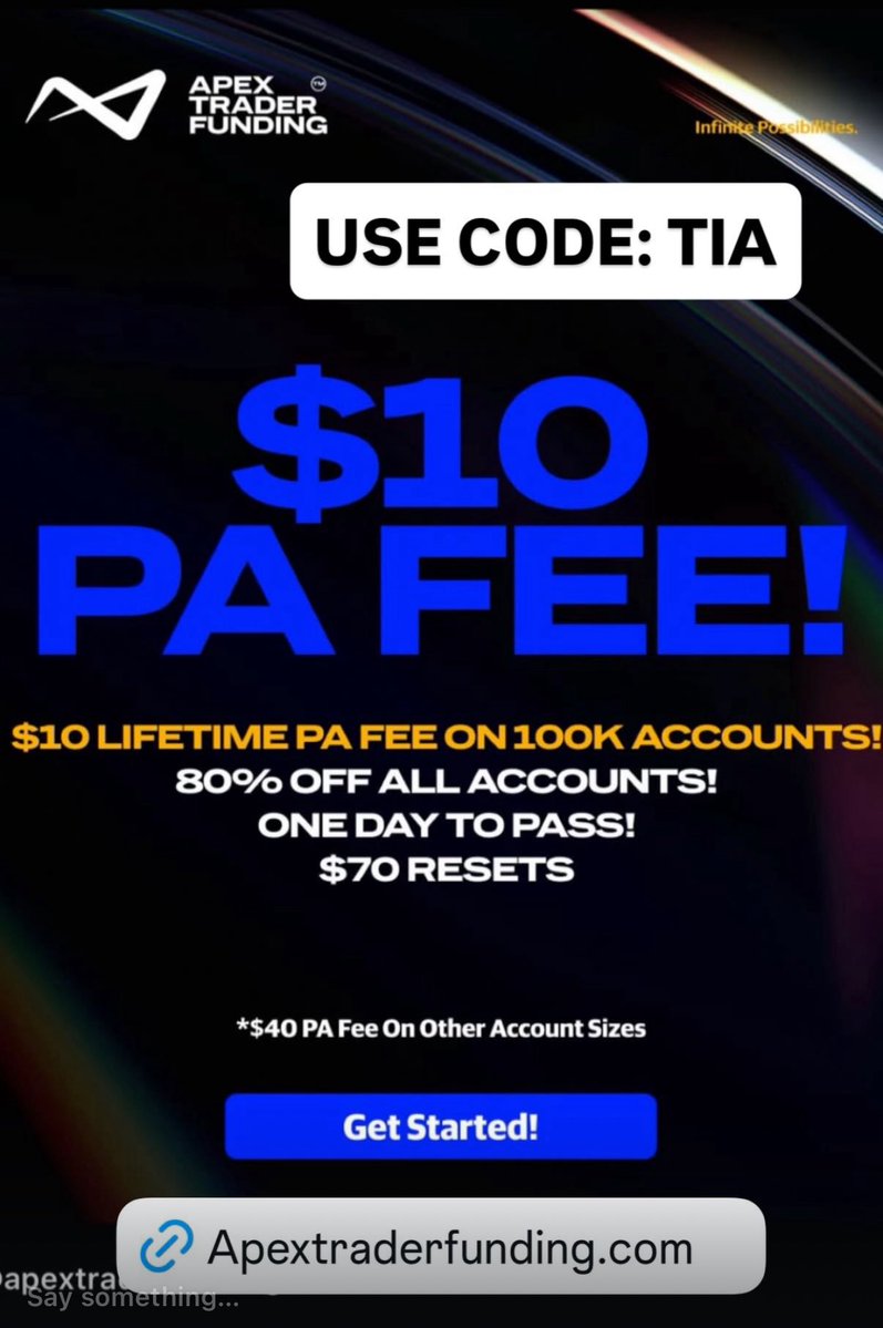 TiasTrades's tweet image. Apextraderfunding.com

Code: Tia 

#promo #promocode #apexcode #futures #trading #futurestrading