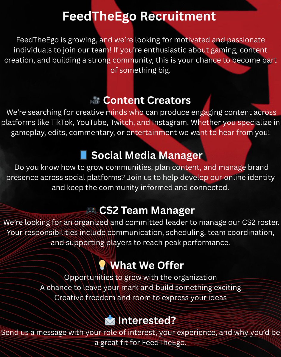 FeedTheEgo_'s tweet image. FeedTheEgo is growing, and we’re looking for motivated and passionate individuals to join our team!

#CS2 #csgo #counterstrike #counterstrike2 #ContentMarketing #DACHCSMasters
