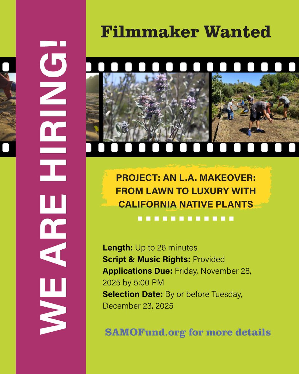 WE ARE HIRING! The Santa Monica Mountains Fund and community leaders are seeking a filmmaker or filmmaking team to produce a documentary 🎞️ SAMOFund.org/job-opportunit… to apply.