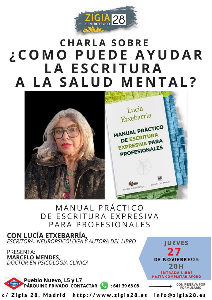 Muy importante, mañana, jueves 27
Charla con Marcelo Méndes doctor en psicología clínica.
Si no puedes venir puedes seguirlo en streaming aquí:
youtube.com/live/hR-rZ6sbW…
Y si quieres reservar un asiento puedes hacerlo aquí:
docs.google.com/forms/d/e/1FAI…
