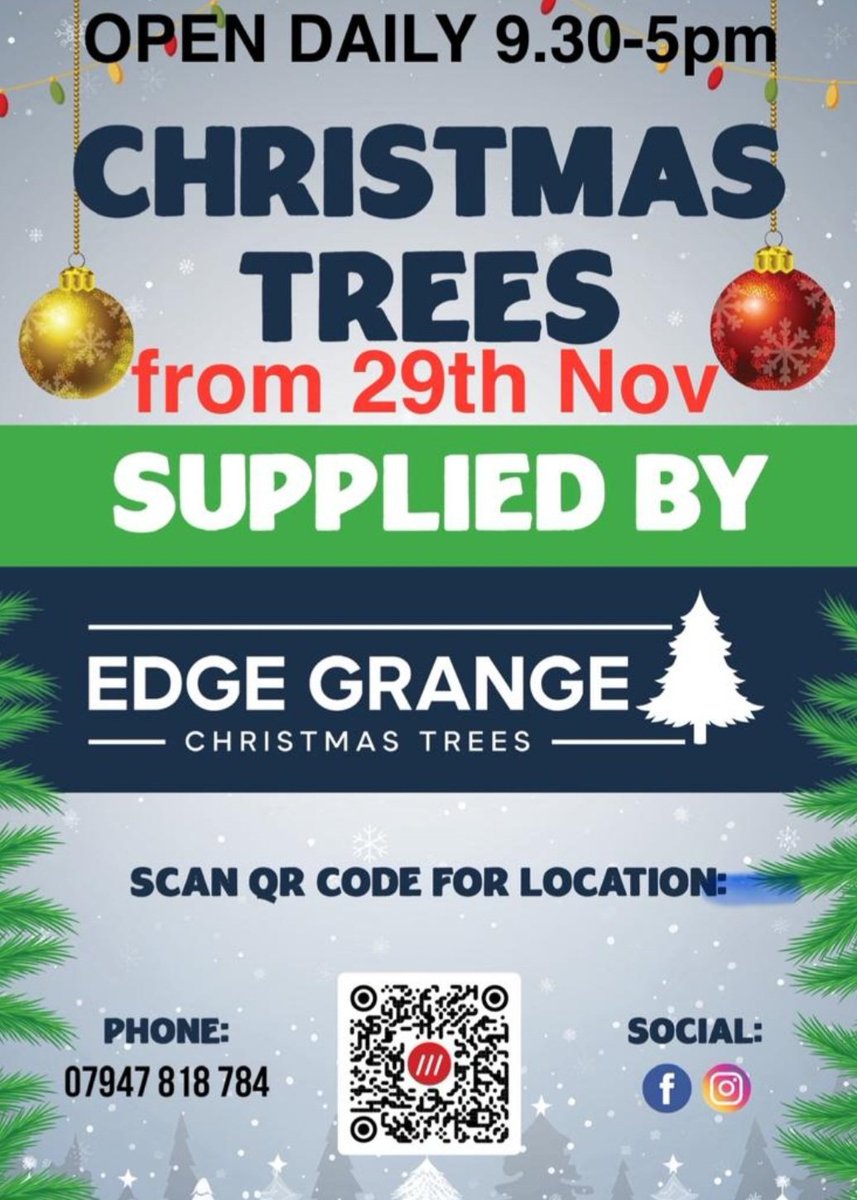 Huge thanks to Edge Grange Christmas Trees 🌲 for the tree-mendous donation again this year! 🎄 If you’re getting festive vibes, they’re open this weekend! #community