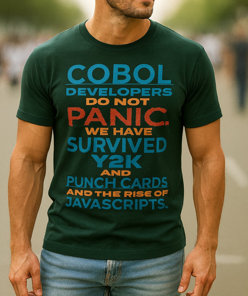 shirtparking's tweet image. Check this out! &apos;COBOL Programmers Do Not Panic Humor | Y2K Survivor Coding Gift Shirt Design @threadless shirtparking.threadless.com/designs/cobol-… #cobolprogramming #mainframeprogramming #legacysystems #y2ksurvivor #codinggift #tshirt #shirtparking #programmerlife