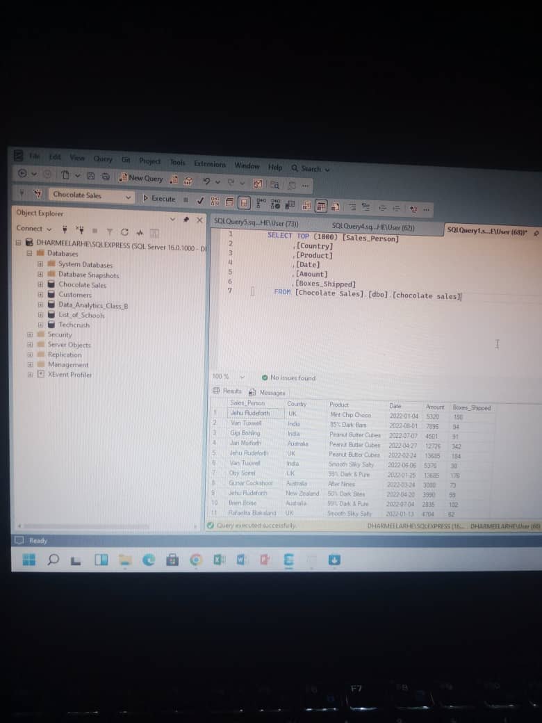 Samex369's tweet photo. SQL has been a tool that amazed me because of its power. With just a simple command, you can pull out an exact piece of information from a large dataset, and you can also use it to reveal patterns and answer questions
@TechCrushHQ
#learningwithTechcrush
#risewithTechcrush https://t.co/Erd891BAQA