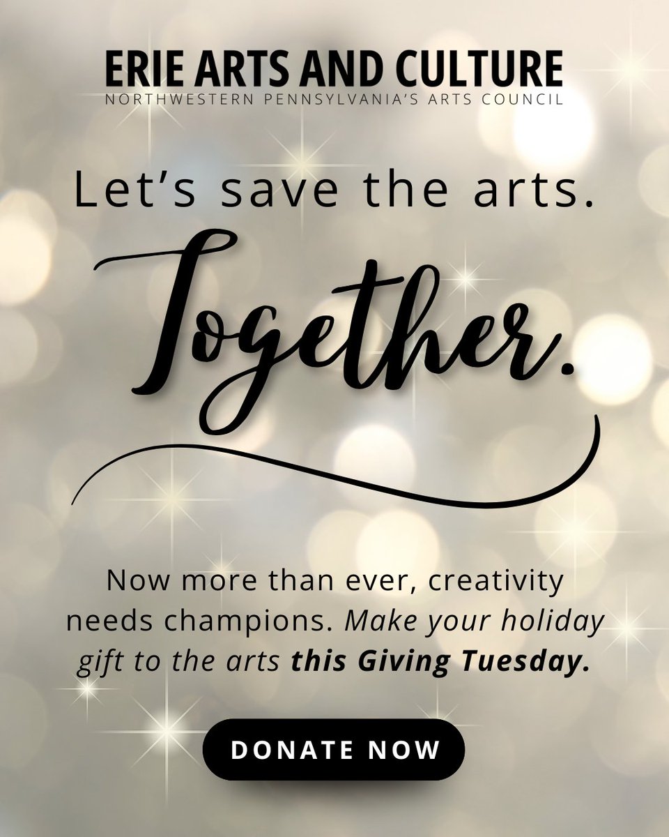 ErieA_C's tweet image. This Giving Tuesday, we’re especially grateful for the people who believe creativity belongs everywhere — in our schools, our neighborhoods, and our traditions. 🎁✨

Donate this Giving Tuesday 👉raisedonors.com/erieartsandcul…

#ErieArts #SupportTheArts #NWPA #GivingTuesday