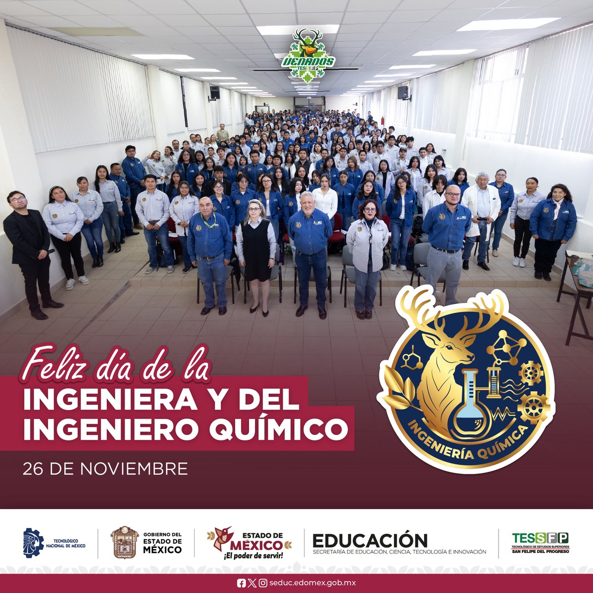 TESSFP_Edomex's tweet image. Hoy celebramos a quienes convierten la ciencia en soluciones para el mundo. 🌍⚗️
¡Feliz Día de la Ingeniera e Ingeniero Químico!
Gracias por innovar, crear y transformar.
💚✨ #IngenieríaQuímica #DíaDelIngenieroQuímico #OrgulloTESSFP