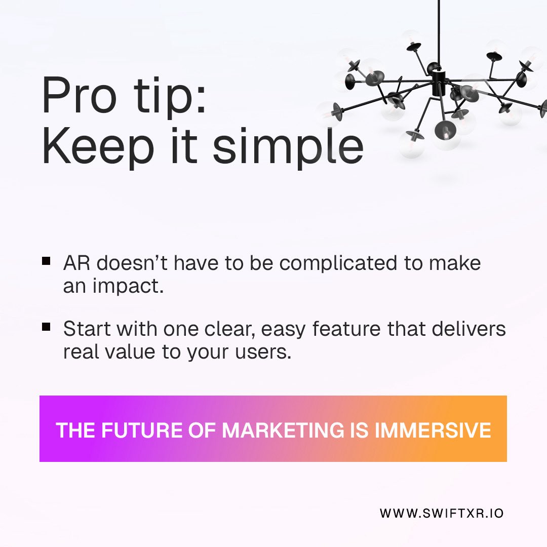 swiftxr_io's tweet image. Looking for a way to rise above the competition?

AR transforms how people connect with your brand by delivering immersive, unforgettable experiences.

👉 Swipe to see why AR is a powerful tool for modern marketing.

#ecommerce#augmentedreality#smallbusinessowner