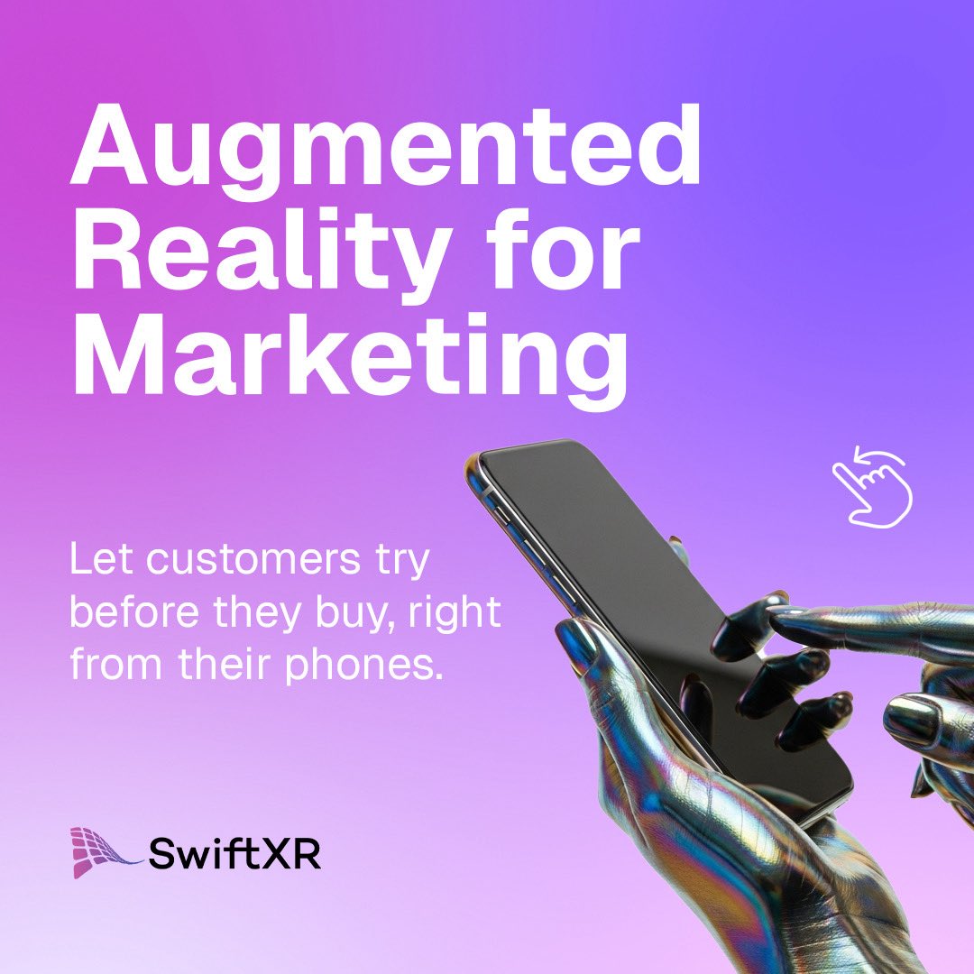 swiftxr_io's tweet image. Looking for a way to rise above the competition?

AR transforms how people connect with your brand by delivering immersive, unforgettable experiences.

👉 Swipe to see why AR is a powerful tool for modern marketing.

#ecommerce#augmentedreality#smallbusinessowner