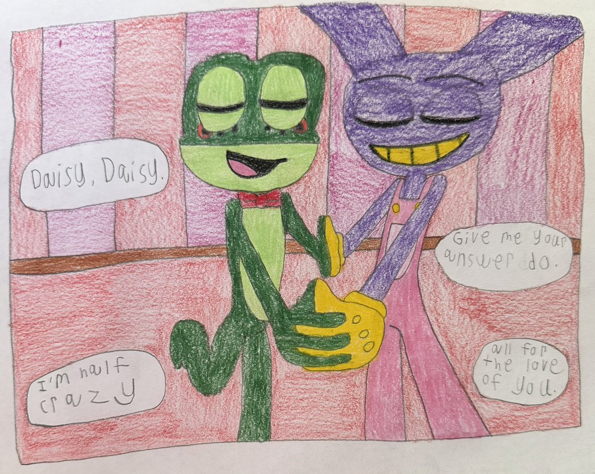 SchilderRachel's tweet image. What do you wanna bet that they sang this song at Kaufmo’s door when he wouldn’t come out of his room for Caine’s adventures long before Pomni came. #TheAmazingDigitalCircus #TADC #Jax #Ribbit #RibbitRabbit