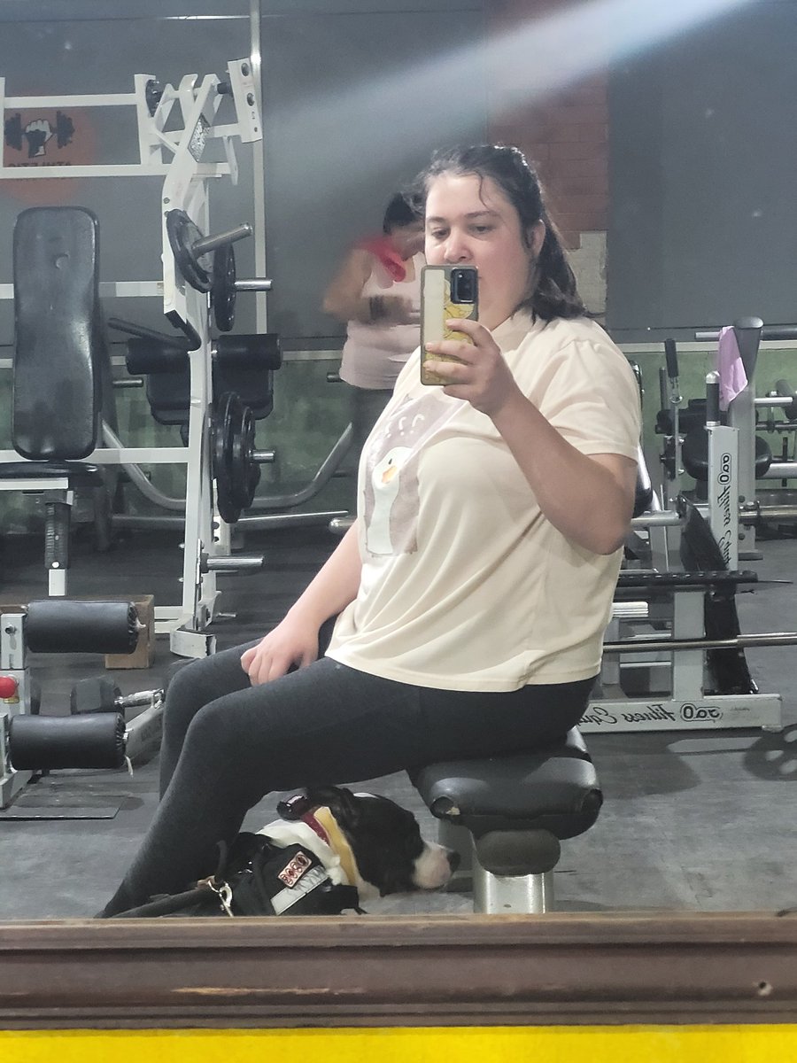 It's been years (5+) since I went to the gym, I had to stop because my health issues got so bad I had two major falls on the stairs, yesterday I went with my service dog for the first time! She did great and helped me get home safely.