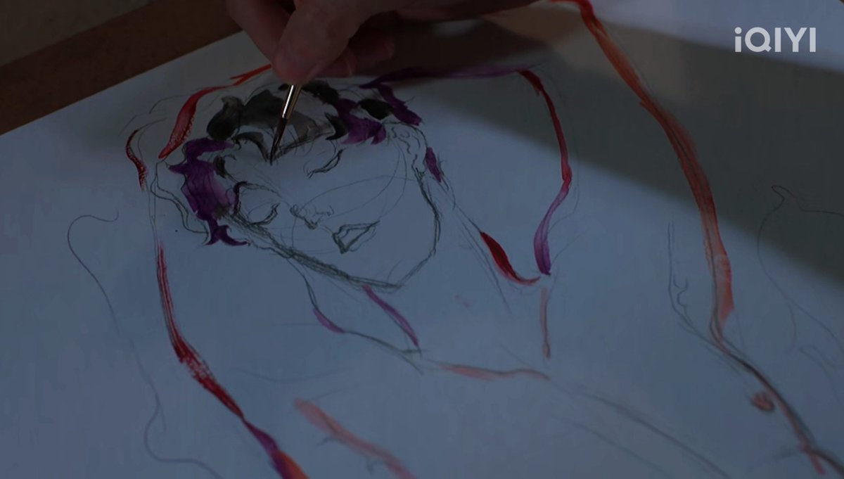 tiredofherself's tweet image. novel written by jittirain? perfect. illustrated by dew? perfect. series produced by p&apos;nuchy? perfect. paintings being drawn live on the set by ms. naisu? perfect. offgun as the main couple? perfect. i literally couldn&apos;t ask for anything better💯

#BurnoutSyndromeSeriesEP1