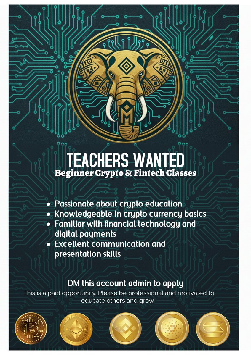 MulaCommunity's tweet image. Mula Crypto Community seeking teachers for fintech and crypto classes to be offered to our members interested in building wealth through crypto and other fintech opportunities. Please reply to this post if you are interested in teaching a class. You will be paid. 
#CryptoMarket…