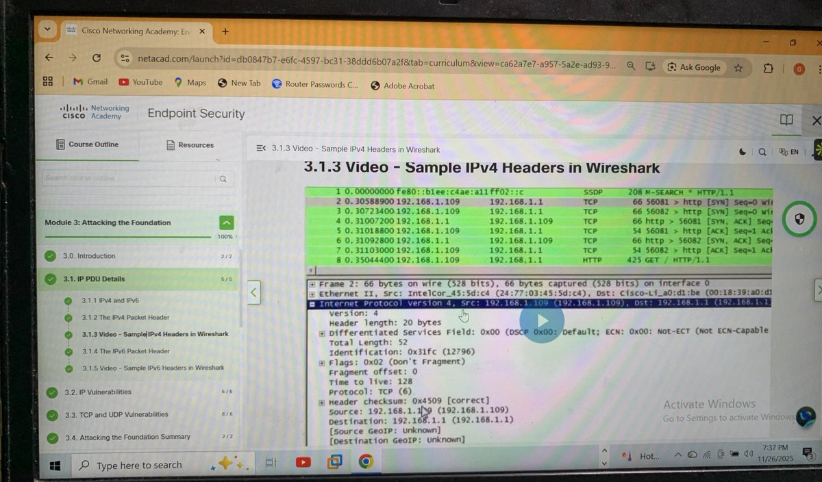 itzgoka's tweet image. Just wrapped up a hands-on session on IPv4 headers in Wireshark from the Cisco Endpoint Security module.
#Cybersecurity #Wireshark #Cisco #TechJourney
@ireteeh @OnijeC