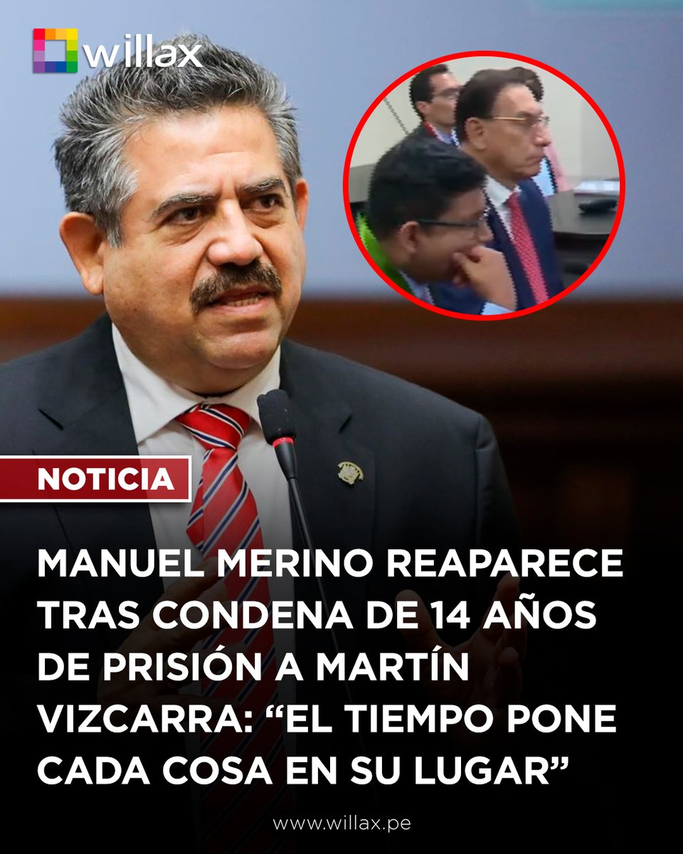 #Noticia | El expresidente interino reaccionó a la sentencia de 14 años de cárcel impuesta a su antecesor Martín Vizcarra por el delito de cohecho pasivo propio en los casos Lomas de Ilo y Hospital de Moquegua.

Conoce más 👉 bit.ly/4olig50