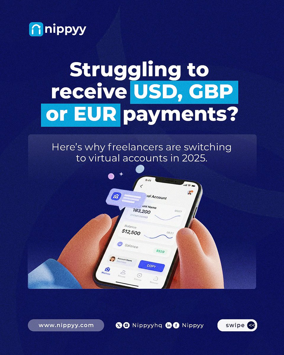 nippyyhq's tweet image. Still struggling to receive USD, GBP, or EUR.
A virtual account is the real game-changer.
If you work online, you need to understand this.

🧵🧵🧵🧵