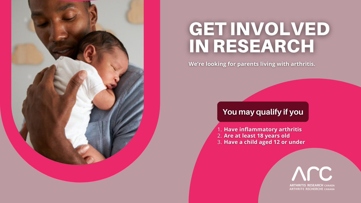 Arthritis_ARC's tweet image. What’s it like to raise young children when you have arthritis? If you’re a parent with autoimmune arthritis, we want to hear from you. Complete our online survey and be compensated with a gift card for your time: ards-parenthood.ca