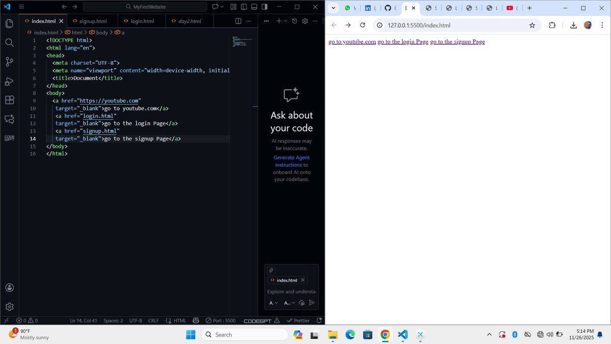 AguzieExcellent's tweet image. Starting to share my frontend progress!
Today I practiced links, audio, videos, and resizing media. 💻
#HTML #FrontendDevelopment #LearningInPublic