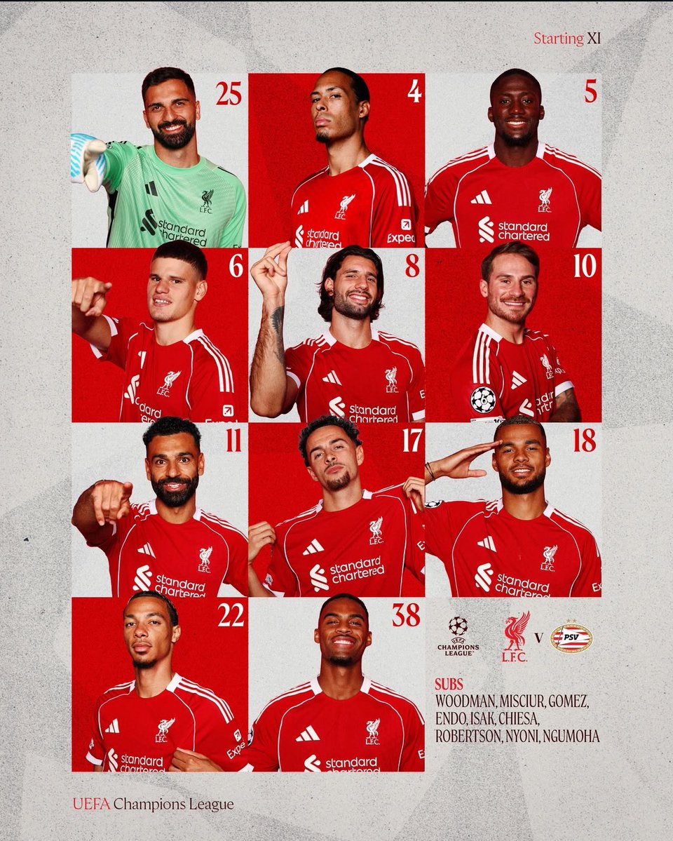 TEAM NEWS: 📋

Come on ya Redmen 👊

#LFC 🔴