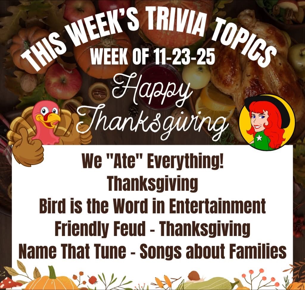 LeanderBeer's tweet image. Trivia topics tonight at 7:30!